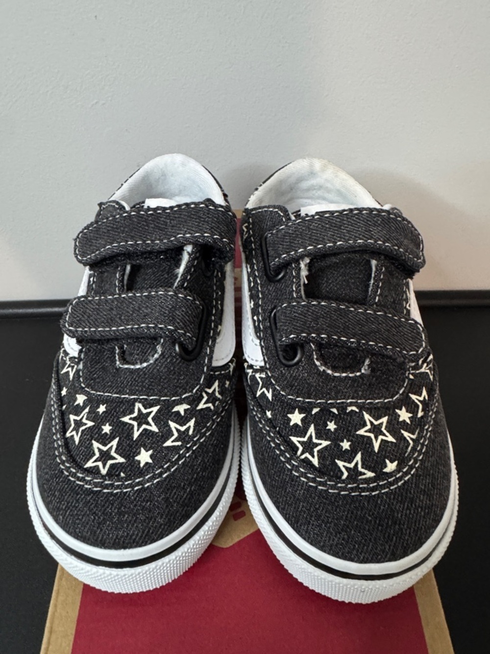 Vans Brooklyn Ls V Stars Black Canvas Velcro Sneakers Toddler Size 8 New NIB - Picture 4 of 11